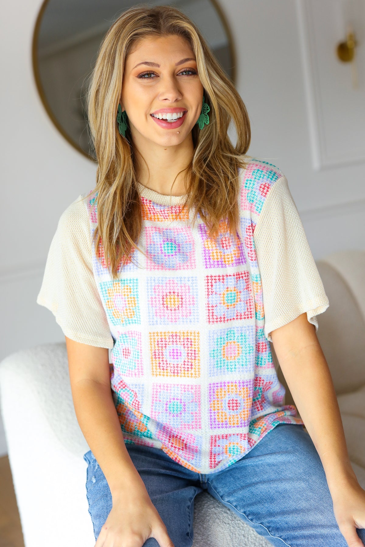 Everyday Oatmeal Flower Power Print Top